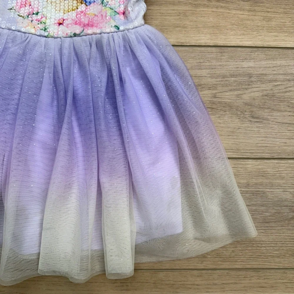 Zunie Girls Purple‎ Ombre Tutu Dress Sequin Bunny Easter Spring Size 5 ADORABLE!